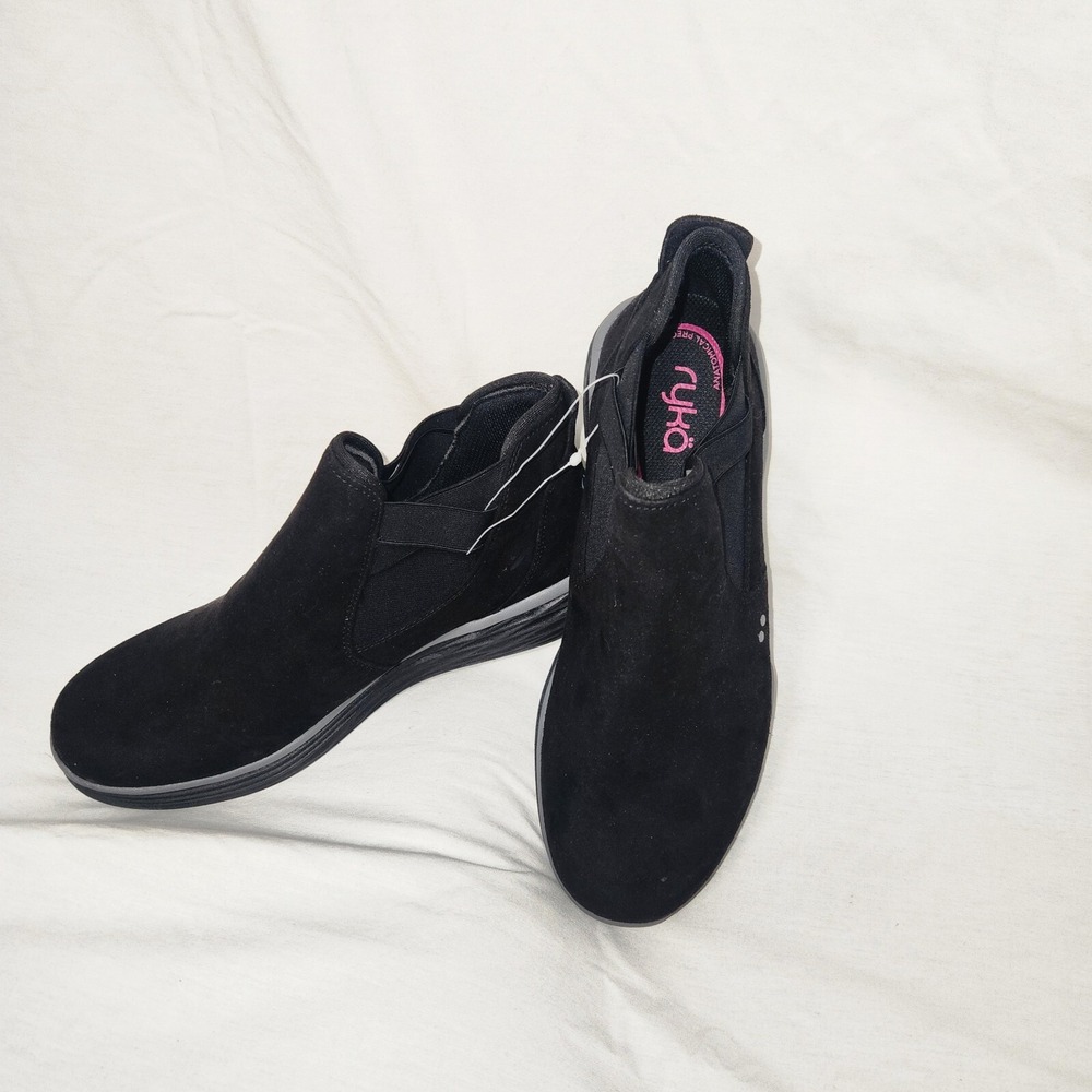 New Ryka Water Repellent Stretch Ankle Boots Noelle Black Womens size 9.5